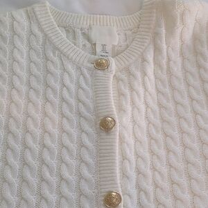 H&M Cream Cable Knit Cardigan with Gold Buttons